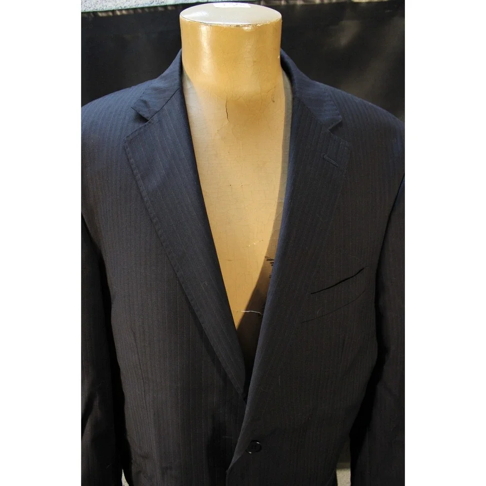 Pronto Uomo Tollegno 1900 Men Blazer Black Pinstripe Made in Italy 42 Regular‎